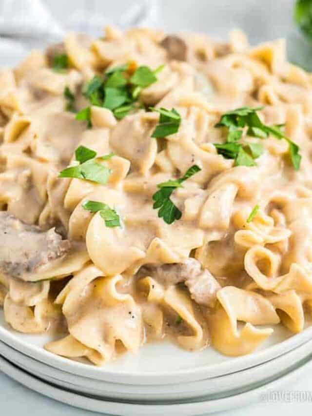 Beef stroganoff on a plate