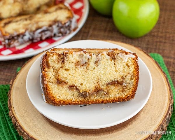 a slice of apple bread