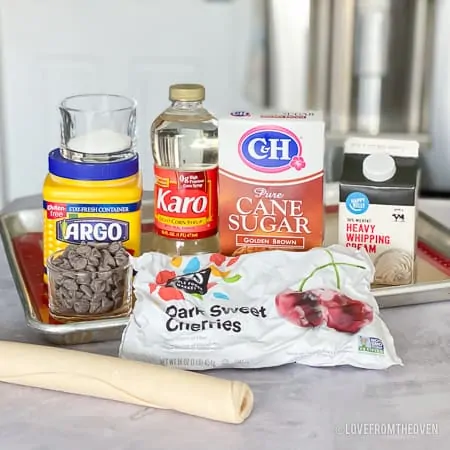 Ingredients for cherry chocolate galette