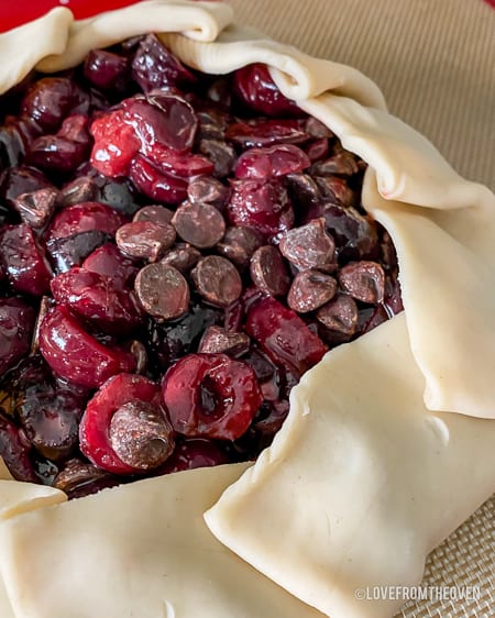 Cherry chocolate galette before going into the oven