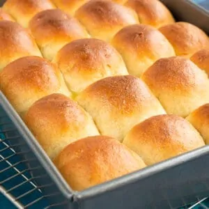 Pan full of bread rolls