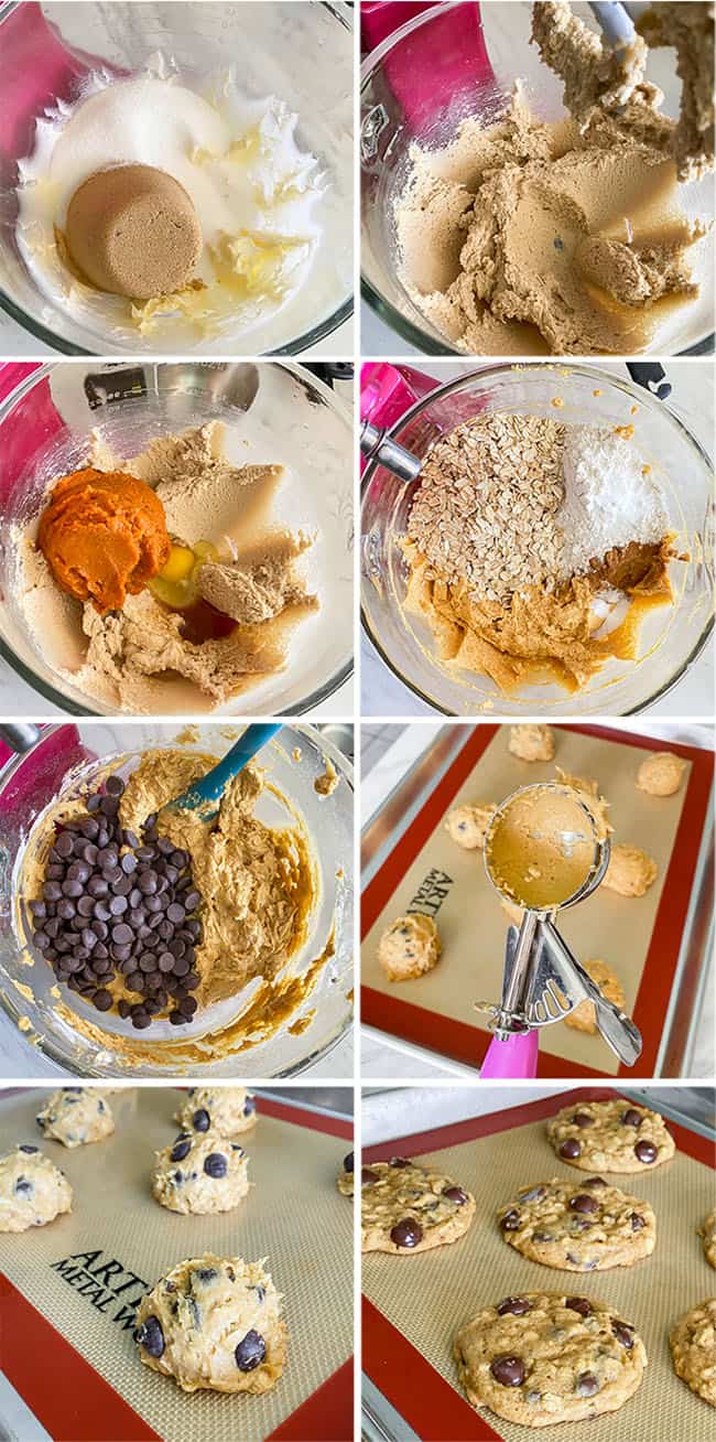 step by step photos making pumpkin chocolate chip cookies