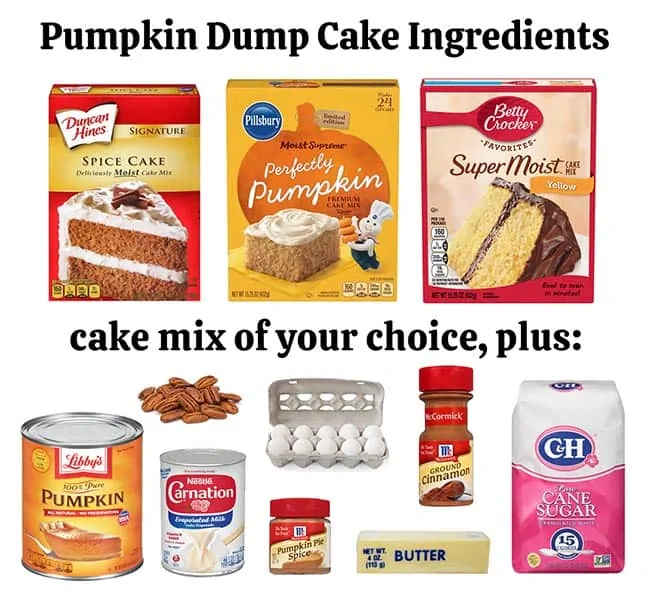 ingredients needed to make a pumpkin dump cake