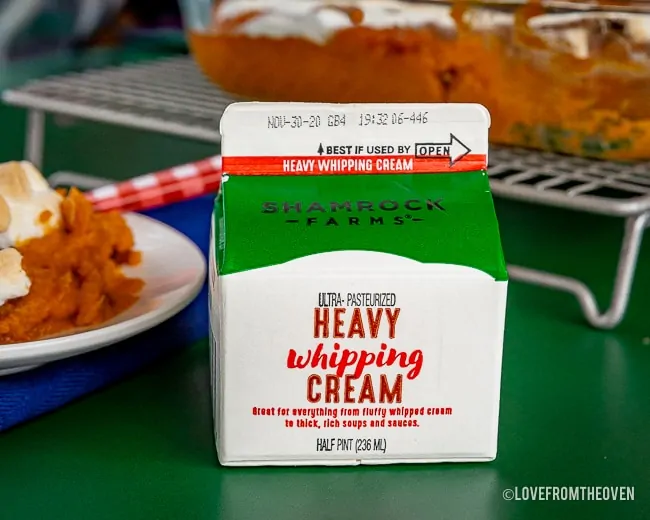 A carton of Shamrock Farms Heavy Whipping Cream