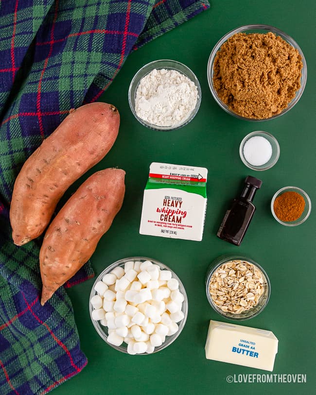 Ingredients for sweet potato casserole