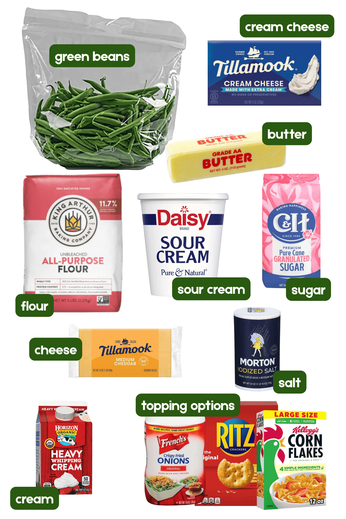 ingredients to make green bean casserole