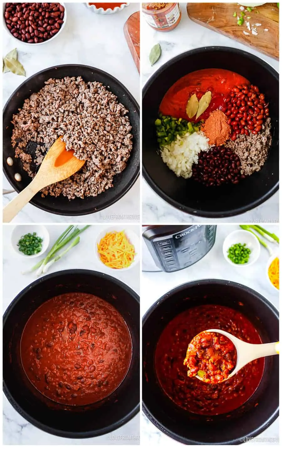 step by step photos of how to make beef chili in a crock pot