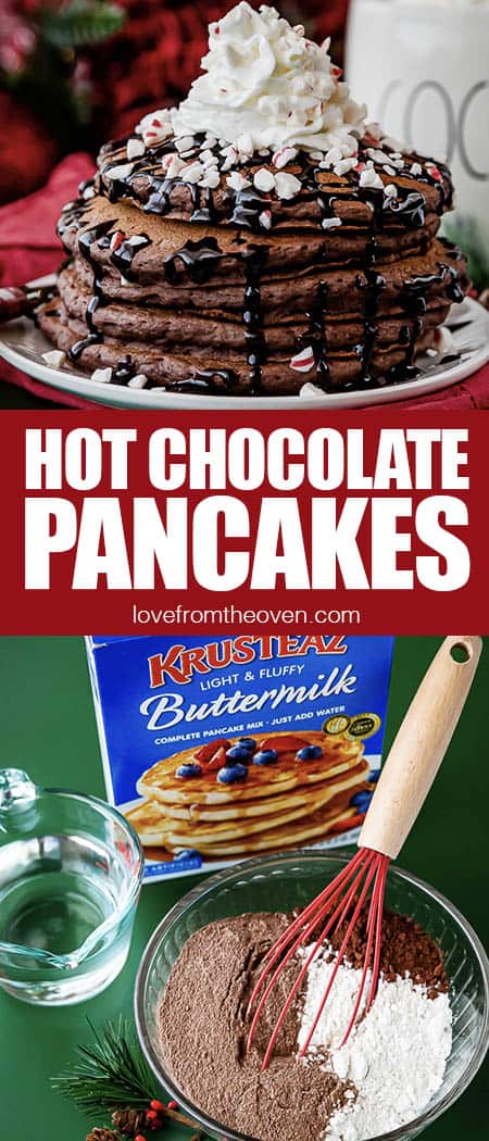 hot chocolate pancakes and ingredients