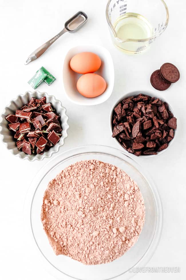 Photo of ingredients to make mint brownies