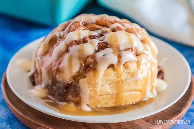 close up photo of a homemade cinnamon roll