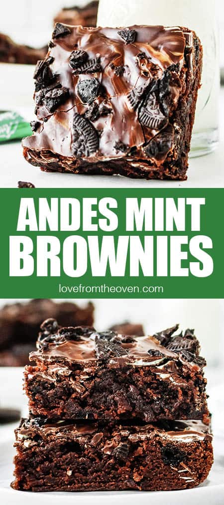 photos of andes mint brownies with oreos on top
