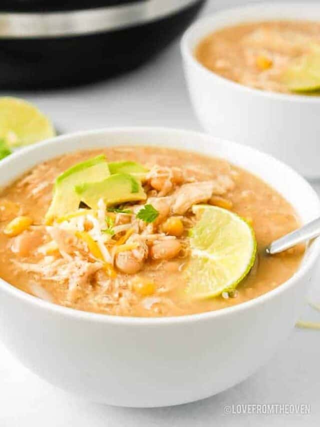 two bowls of white chicken chili