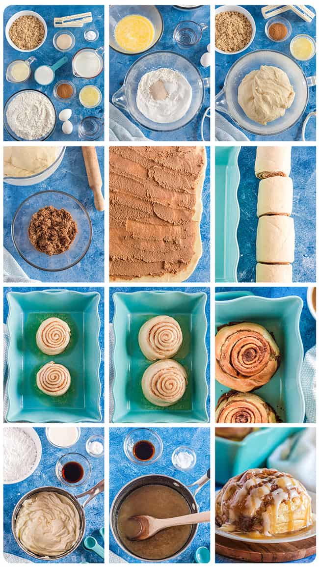 step by step photos of how to make giant cinnamon rolls