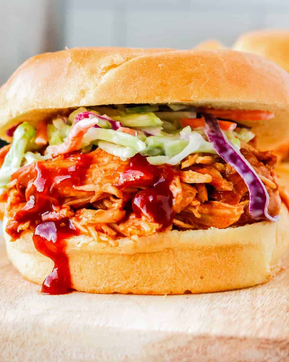 Easy Crockpot BBQ Chicken Sandwiches • Love From The Oven