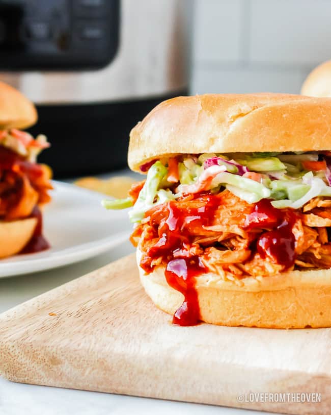 a sandwich with bbq chicken