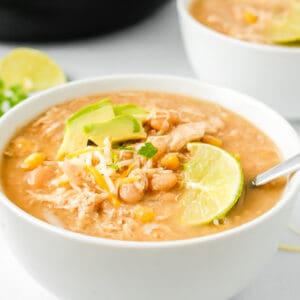 two bowls of white chicken chili