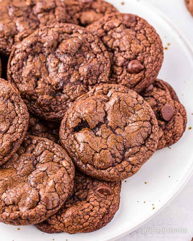 A plate full of brownie cookies