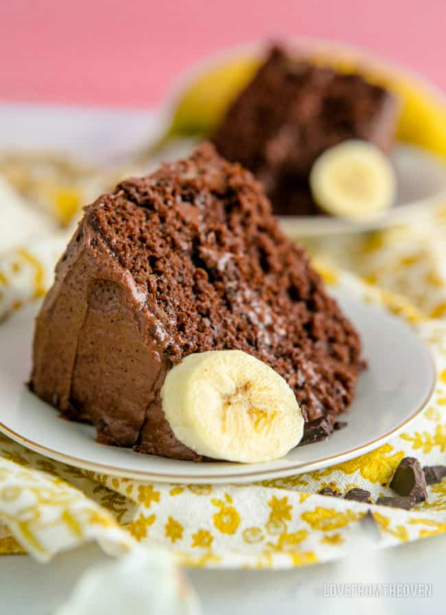 A slice of chocolate banana cake