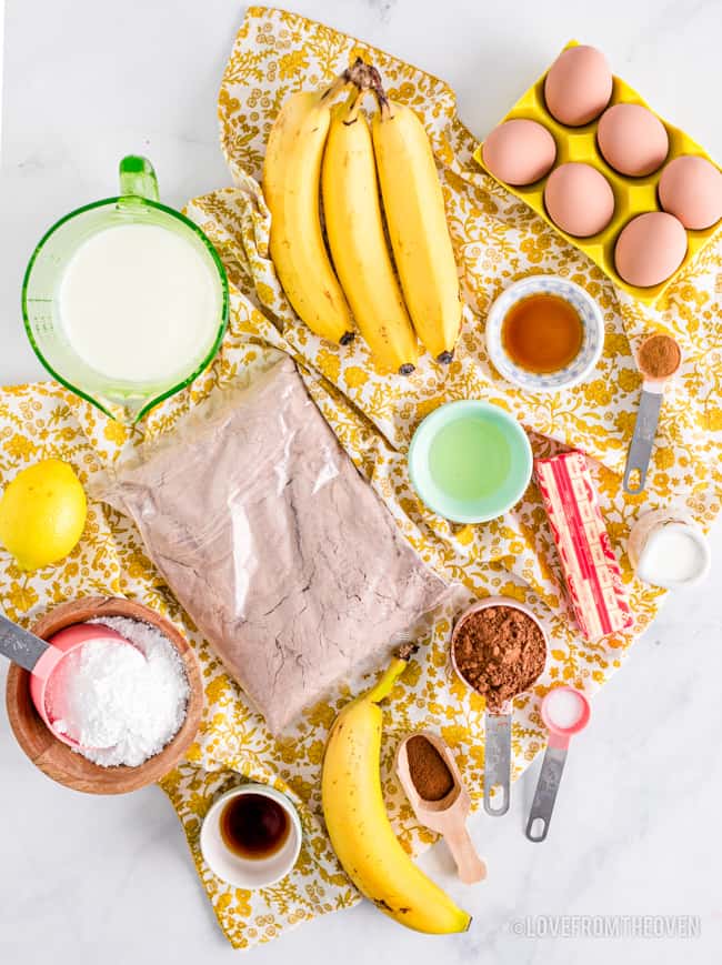 ingredients for chocolate banana cake