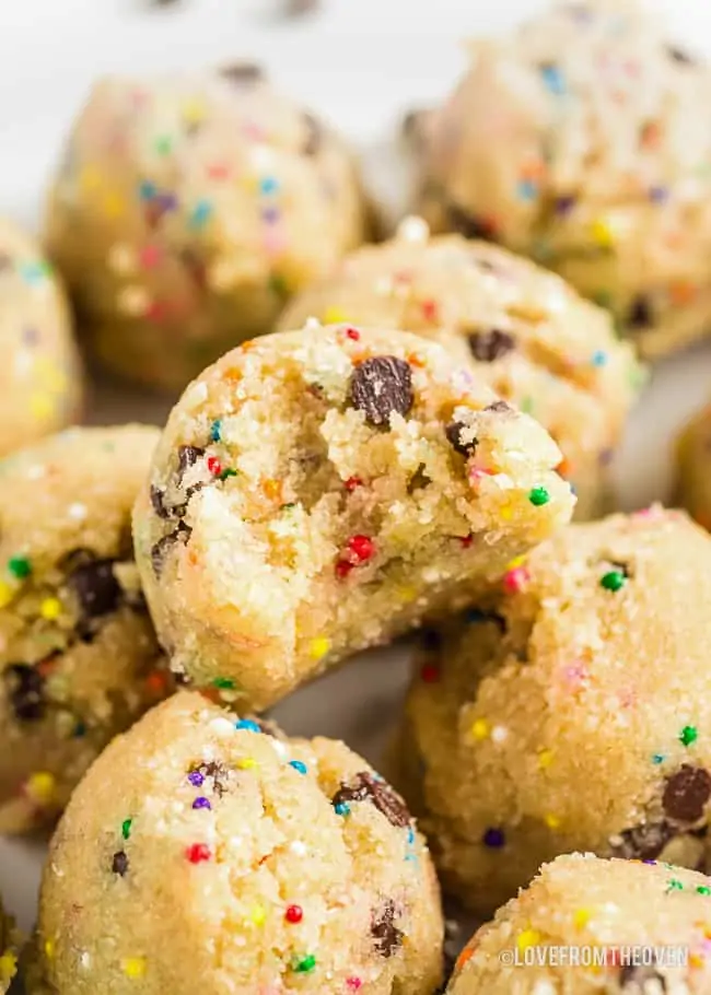 A pile of edible cookie dough bites 