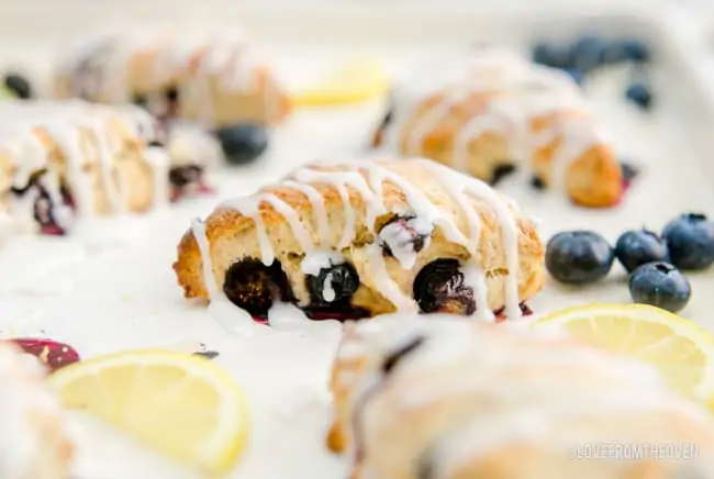 blueberry scones on a sheet