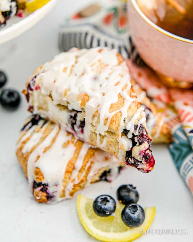 two lemon blueberry scones