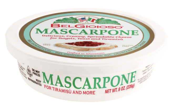 a container of mascarpone cheese