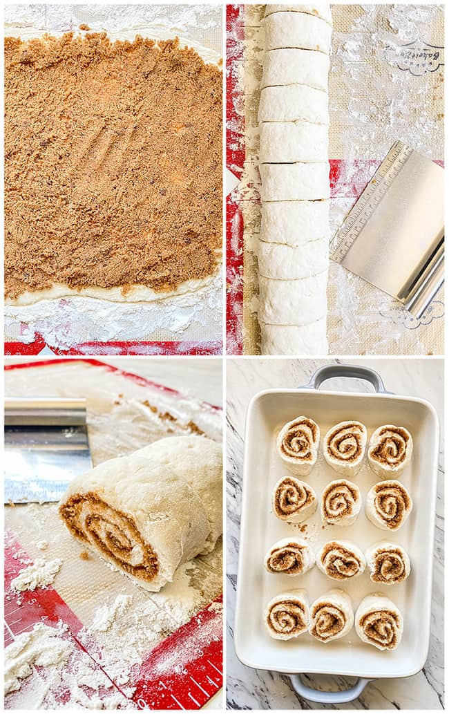 Step by step photos of making cinnamon rolls