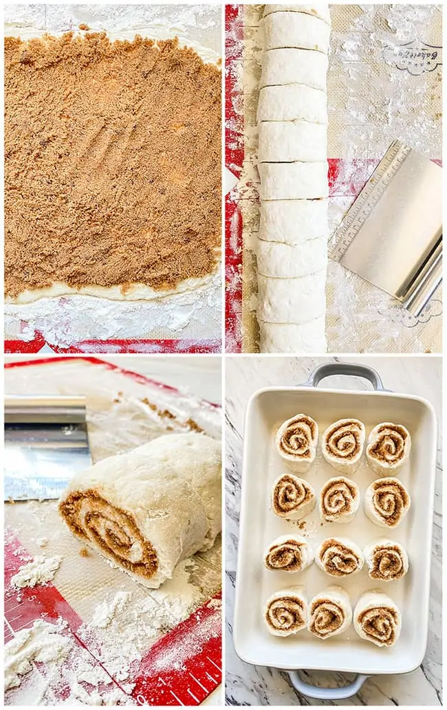 Step by step photos of making cinnamon rolls