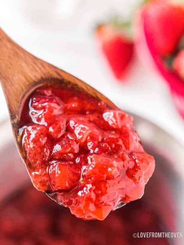 spoonful of strawberry sauce