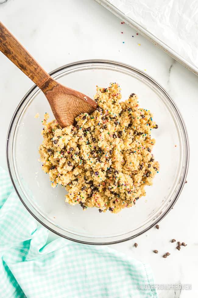 a bowl of cookie dough