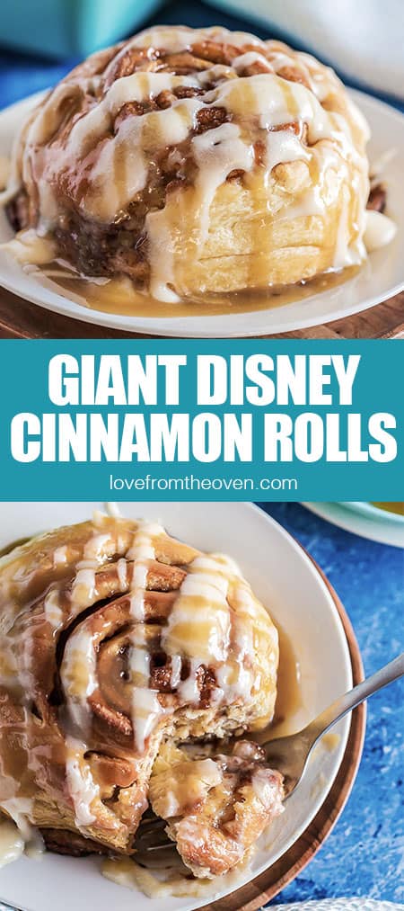 giant cinnamon rolls on white plates