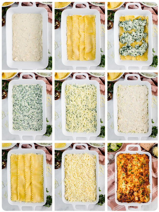 step by step photos to make white lasagna