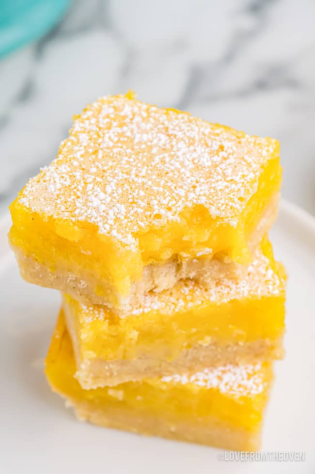 A stack of lemon bars