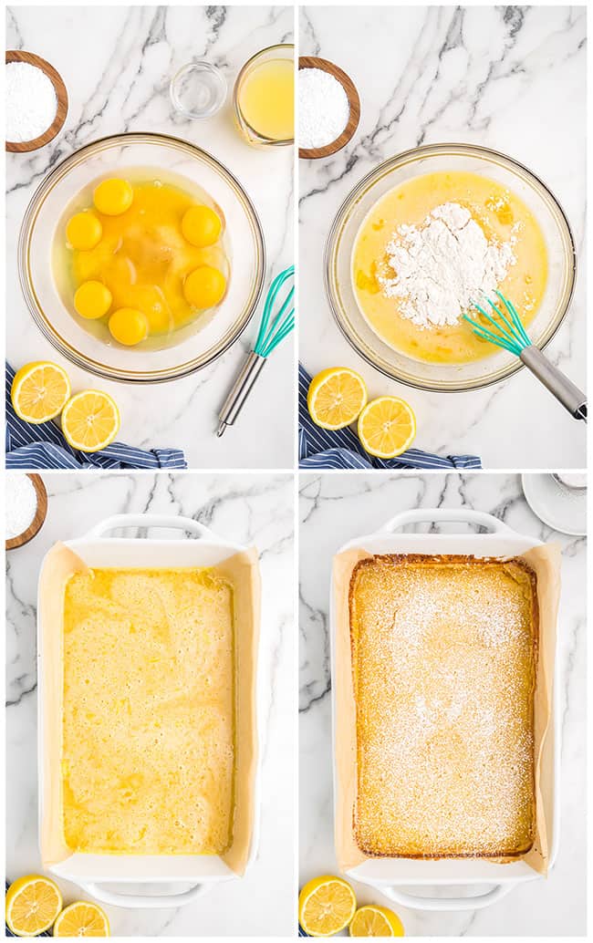 Photos showing how to make lemon bars