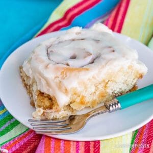 cinnamon roll on a white plate