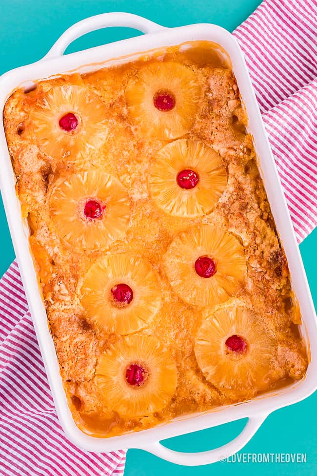 pan of pineapple upside down cake
