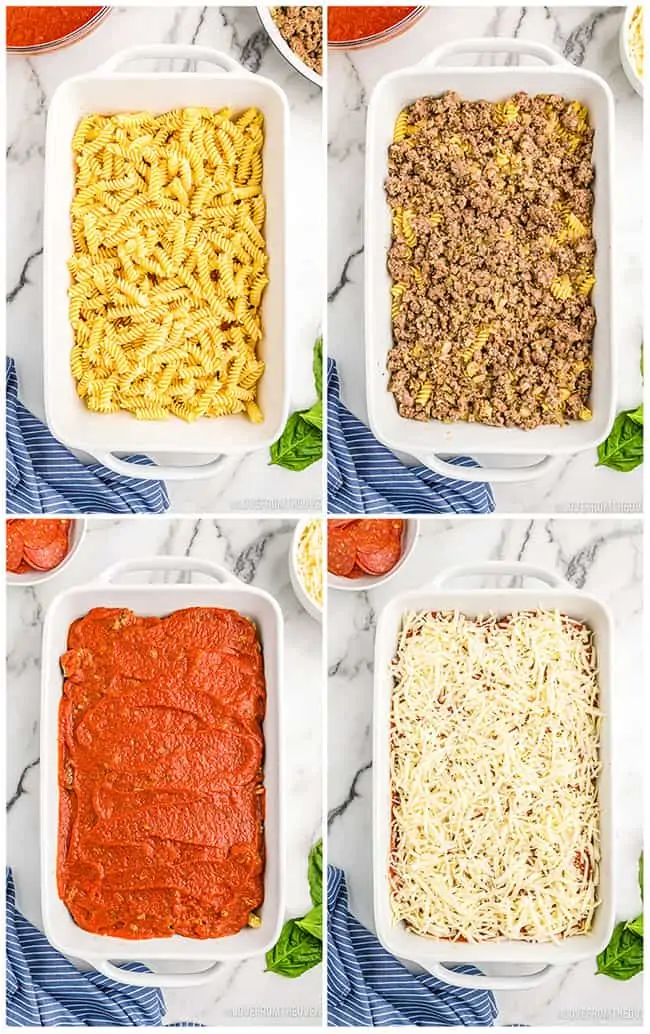 step by step photos making a pizza casserole