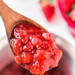 spoonful of strawberry sauce
