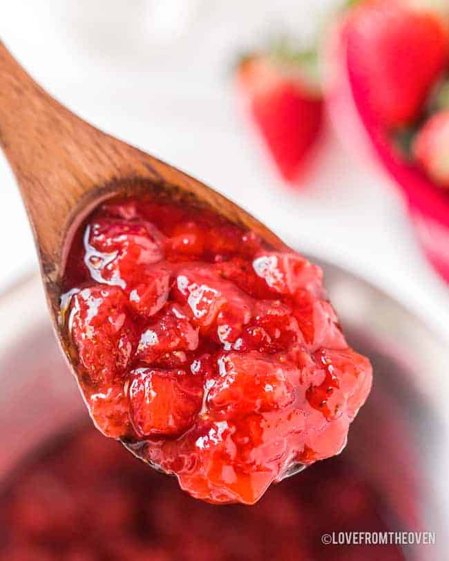 spoonful of strawberry sauce