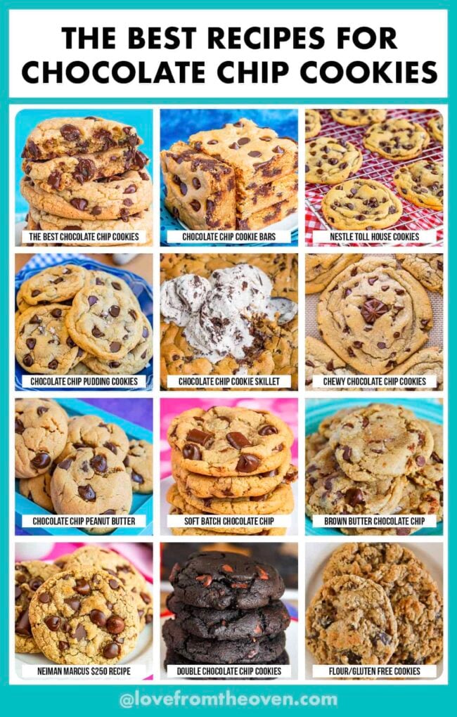 photos of different chocolate chip cookie recipes