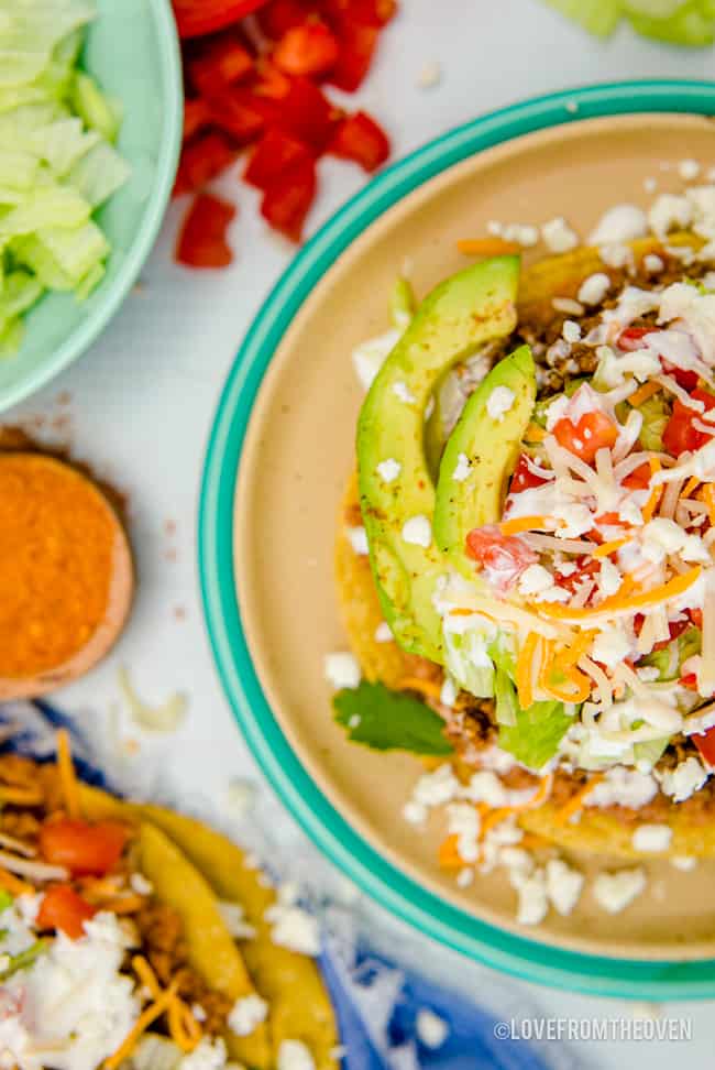 overhead shot of mexican tostadas