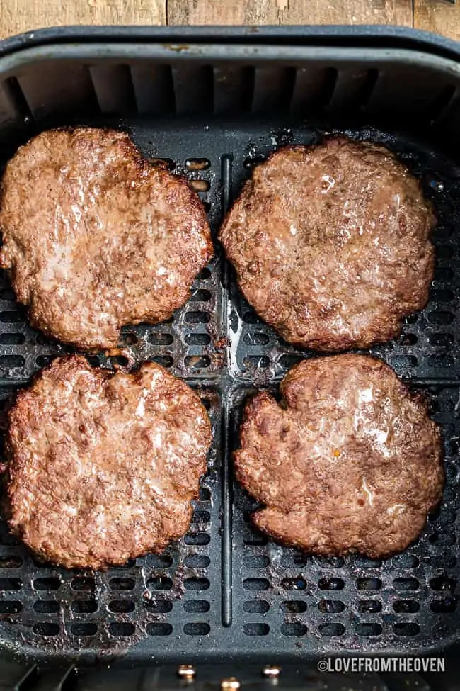 hamburger patties in an air fryer