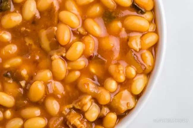 A close up photo of baked bean
