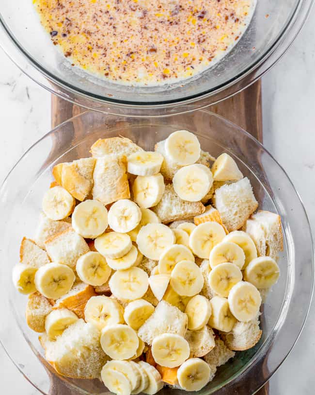 photos showing banana bread ingredients