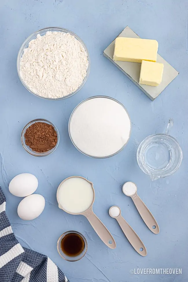 Ingredients for chocolate cake