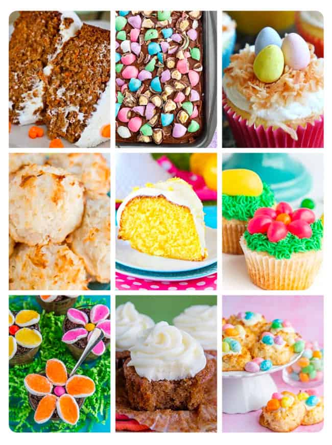 nine photos of easter desserts