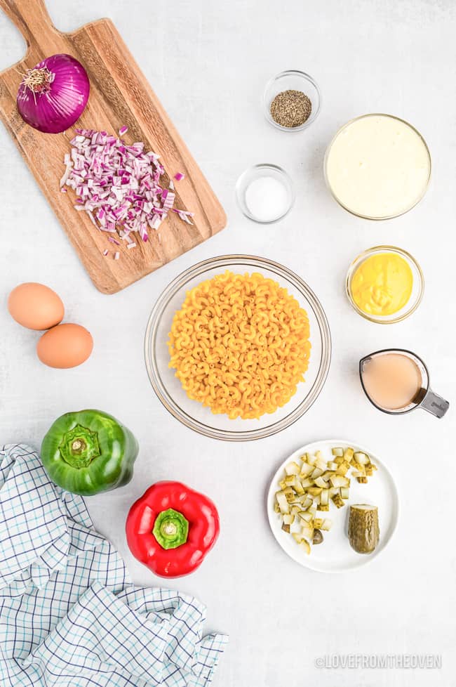 ingredients for macaroni salad