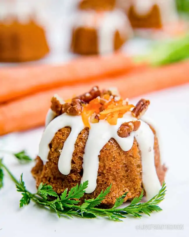 Spiced Mini Carrot Bundt Cakes with Cream Cheese Glaze