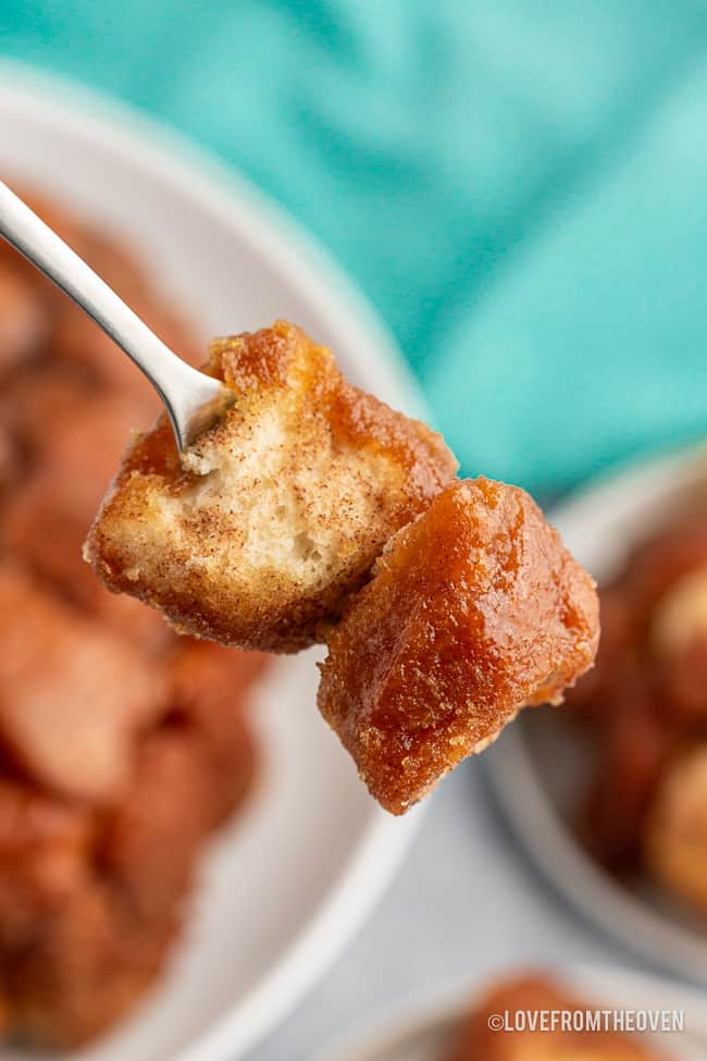 An up close photo of monkey bread pieces